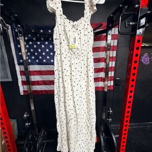 Zara Cream Dress with Black Polka Dots